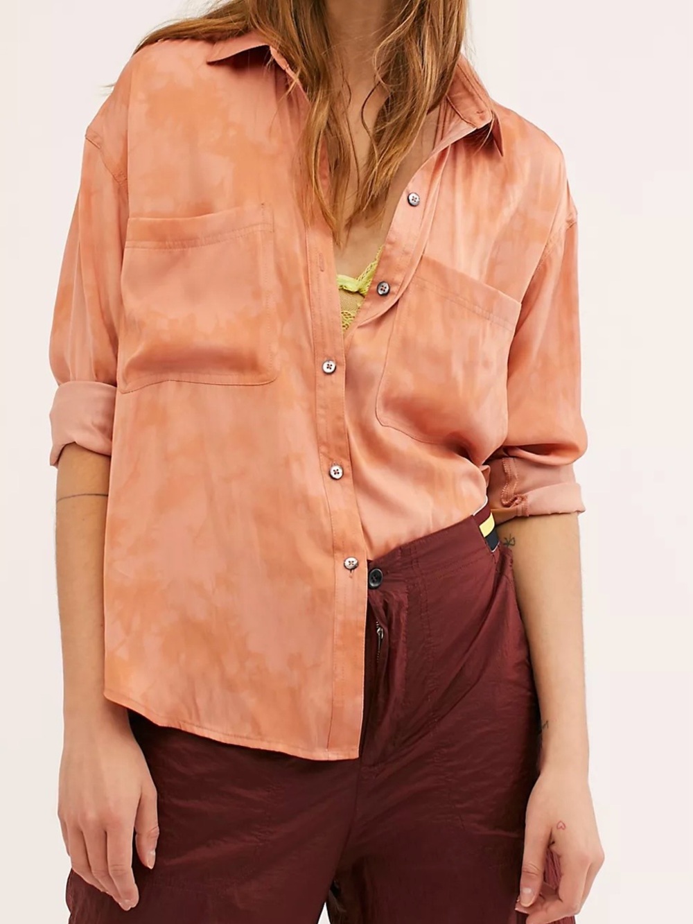 Free People Peach Tie Dye Blouse